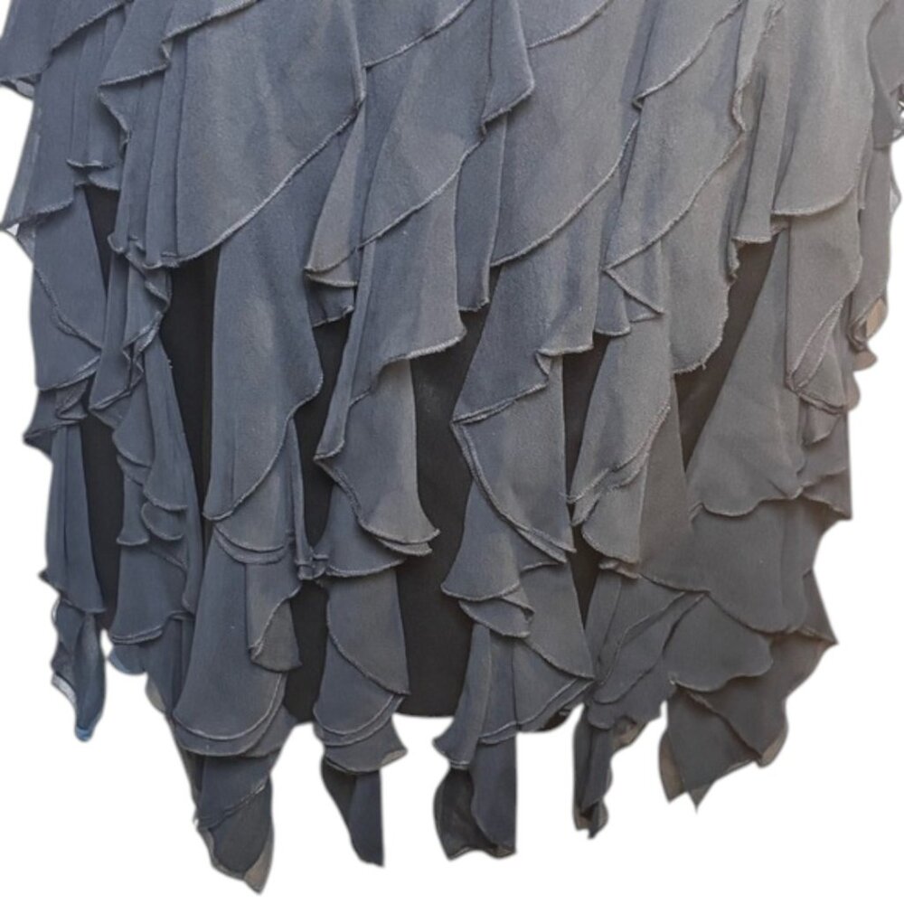 Laundry by Shelli Segal 100% Silk Black Cocktail Dress Carwash Hem Size 2 - Picture 6 of 8